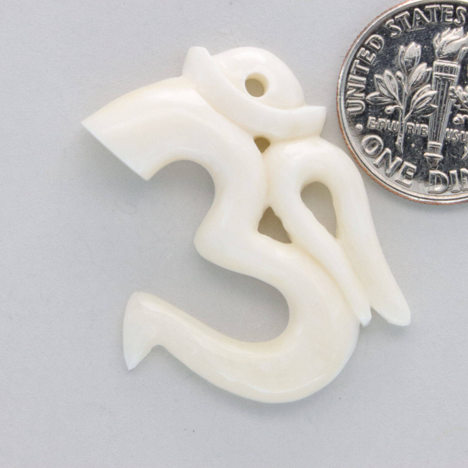 Hand Carved Water Buffalo Bone Om Pendant