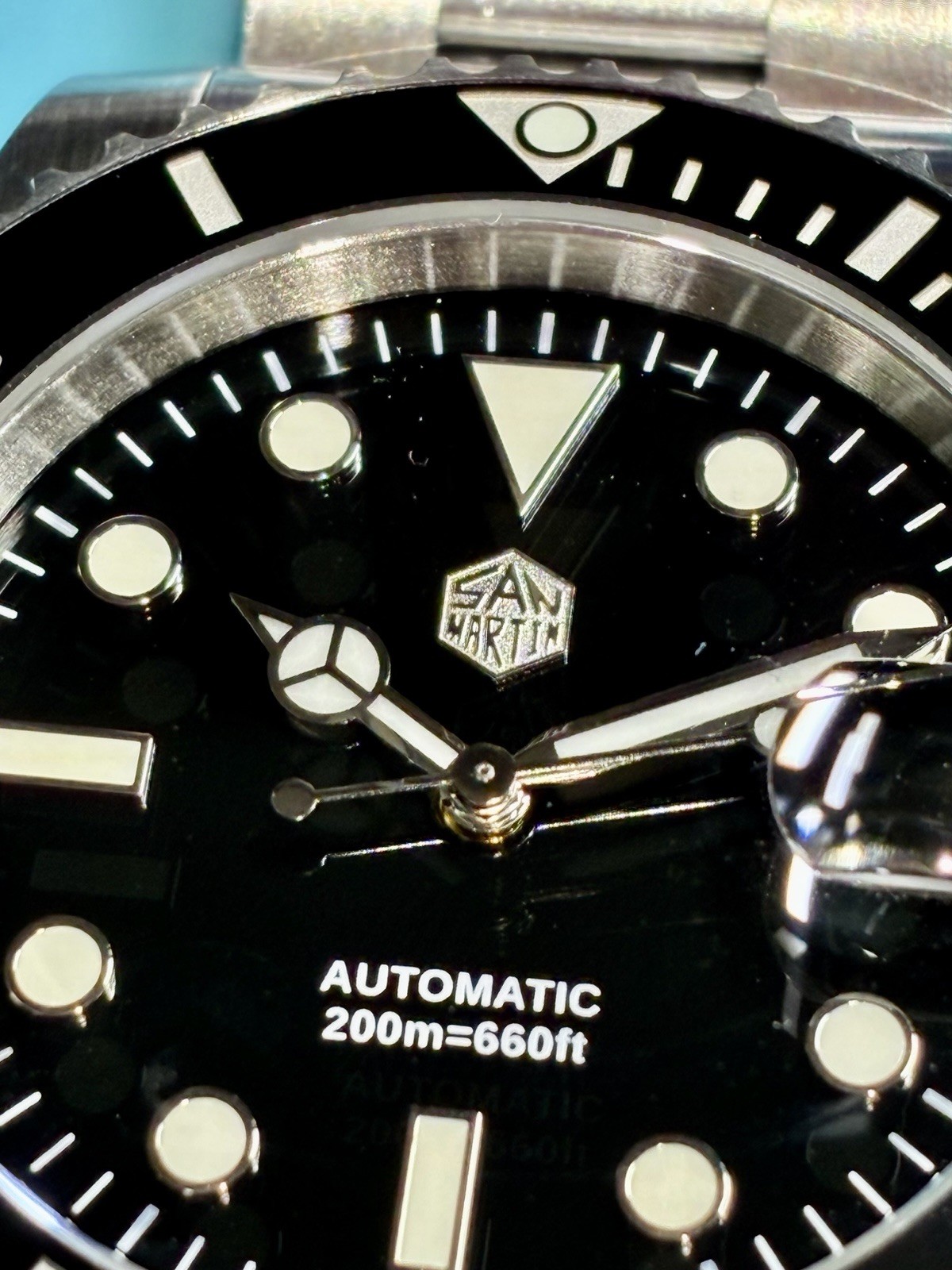 SAN MARTIN WATER GHOST 40MM ST2130 AUTO HI BEAT BLACK ENAMEL SAPPHIRE CERAMIC