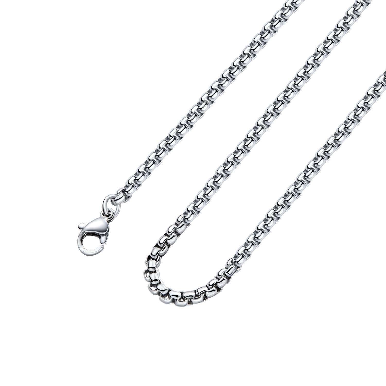 Square Rolo Chain Necklace 5 mm 36 inch Stainless Steel Box Chain Jewelry for…