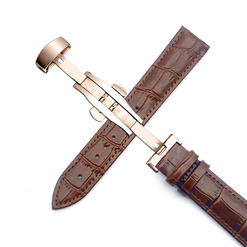 Correa De Reloj De Piel De Becerro AutéNtica Pulsera Con PatróN De Cocodrilo