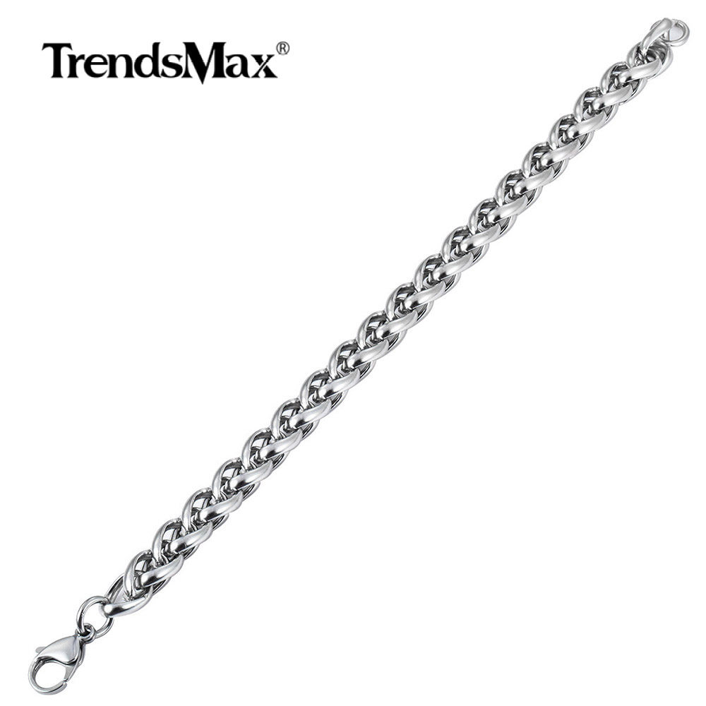 Sport 8.26inch Leather Bracelet For Men Stainless Steel Box Chain Toggle Buckle