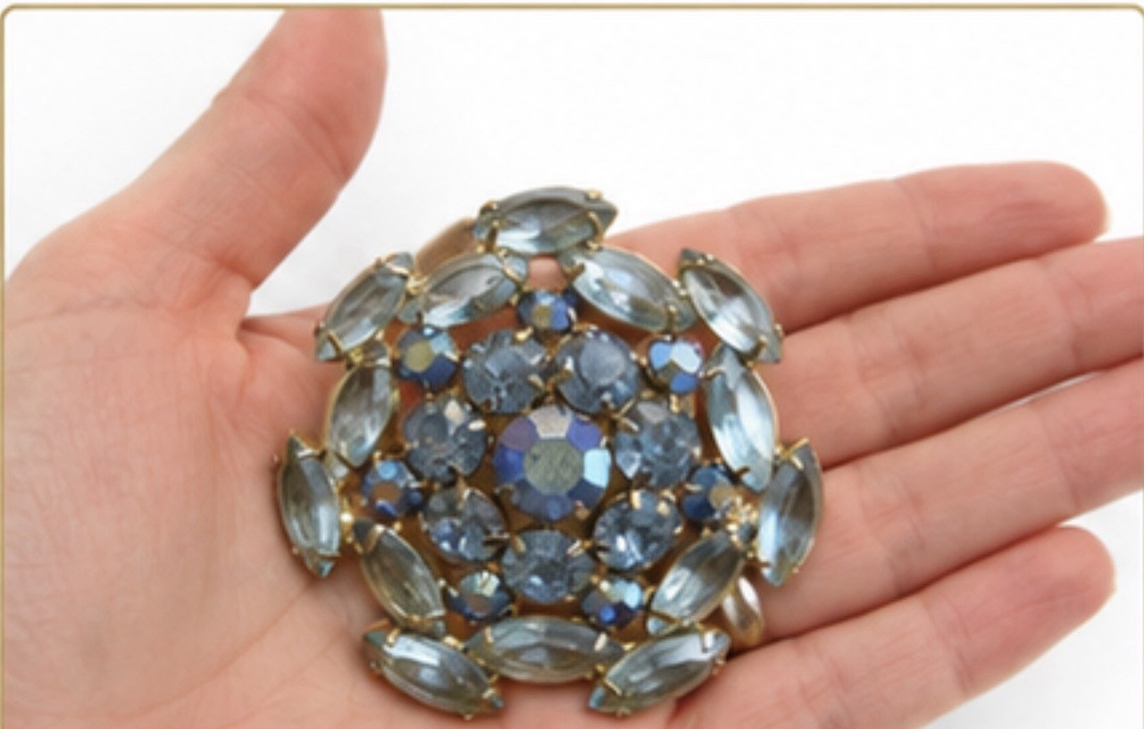 Vintage Austrian Brooch Madmen 50’s pin brooch 2 &1/8 Diameter Made In Austria