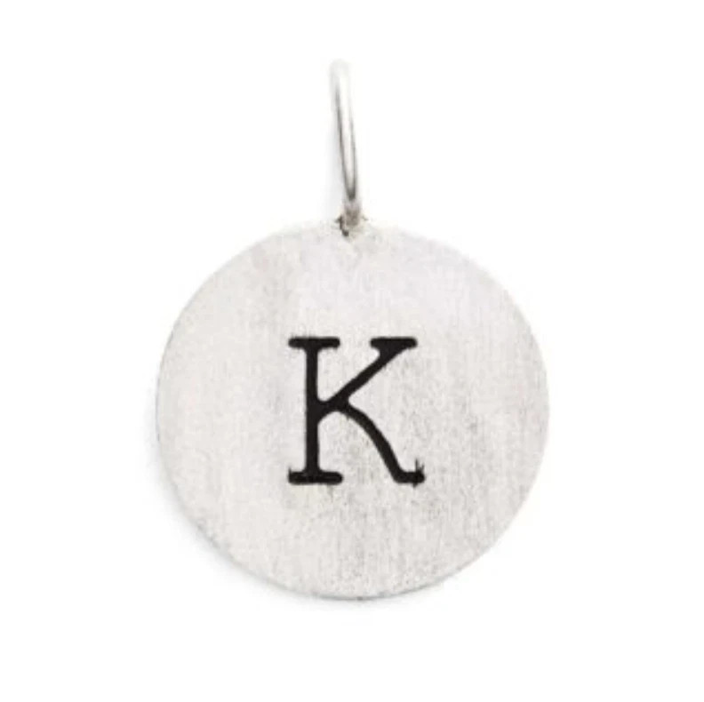 Argento Vivo Initial Letter Disc Charm ‘ K ‘ Sterling Silver 925