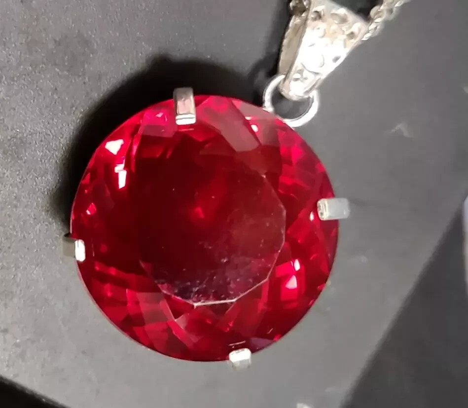 Certified Natural 52.23 Ct Red Red Ruby 925 Solid Silver Pendant Loose Gemstone