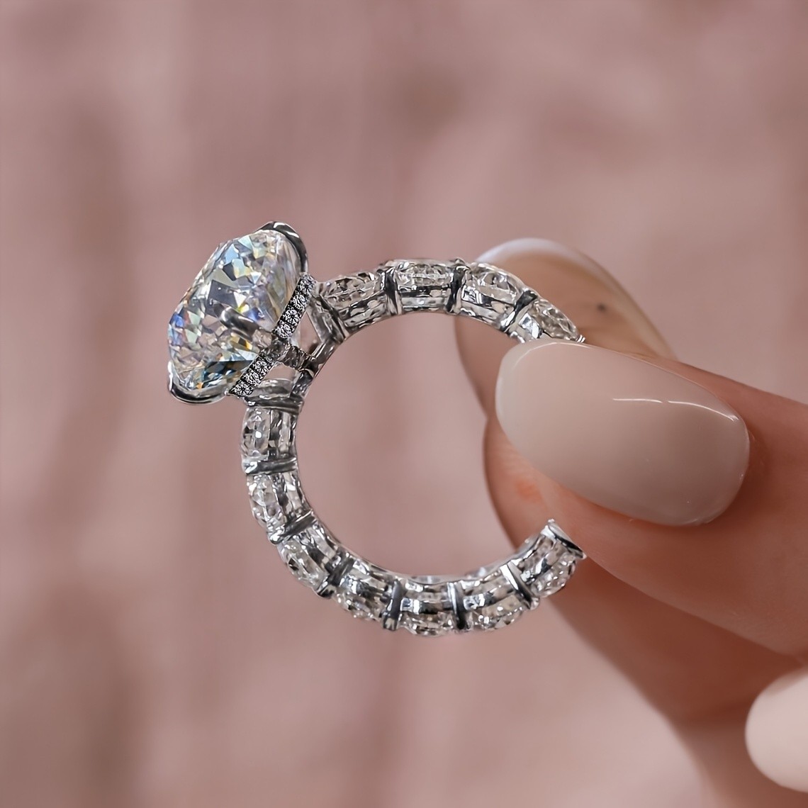 Oval Cut 3ct Moissanite Sterling Silver Ring Size 6 7 8 9