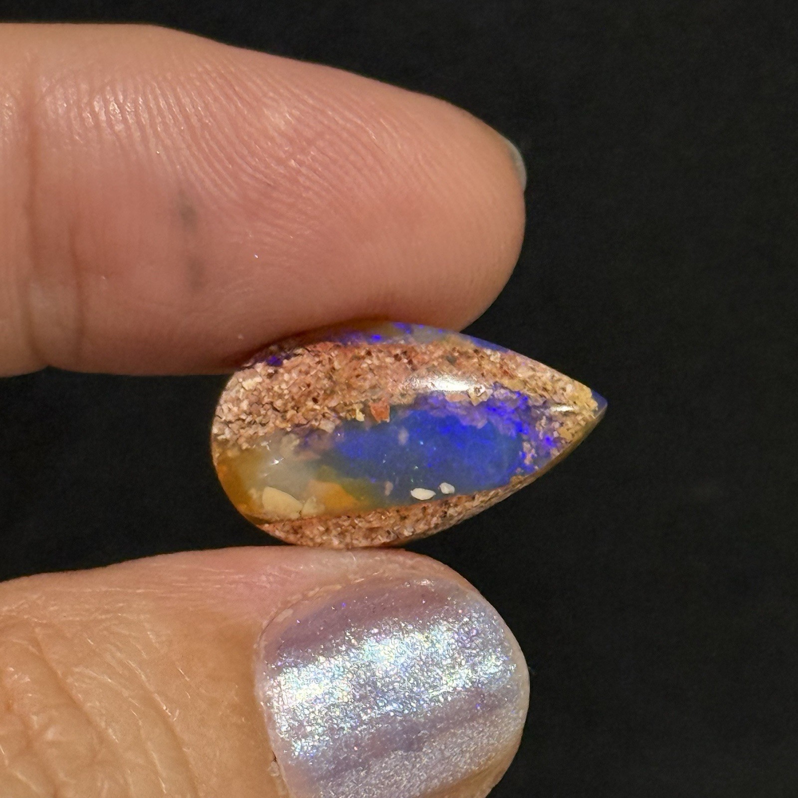 5.85ct 19.2x11x4.7mm Purple Crystal Pipe Australian Boulder Opal Cabochon Gem