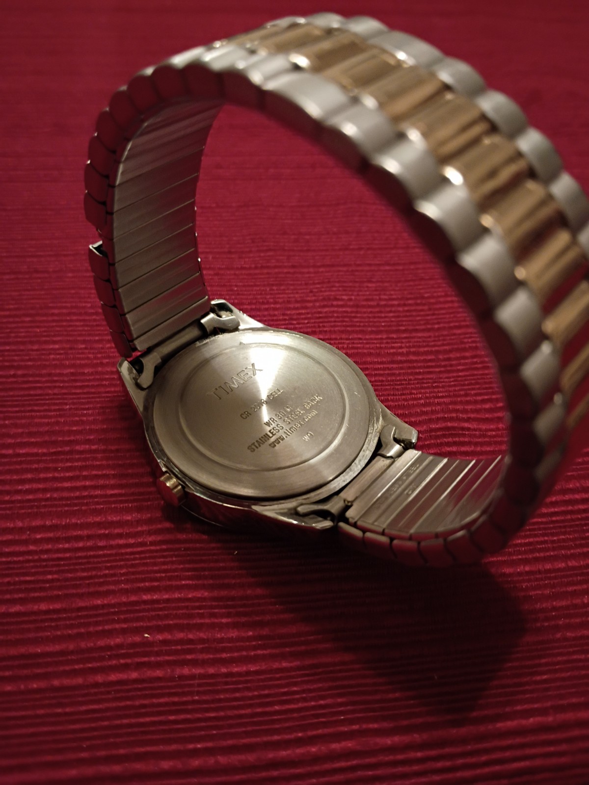 Timex Indiglo Men’s Quartz Two-Tone SS Bracelet Day/Date Silver Dial 30m