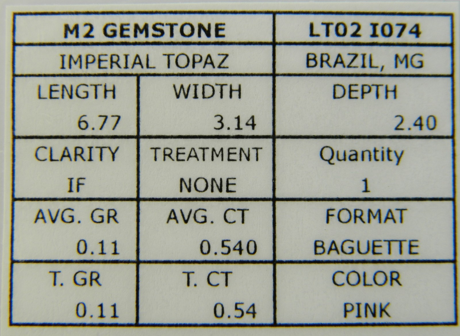 Imperial Topaz 0.54 Ct Clarity IF Emerald Cut Natural Peach Brazil I074