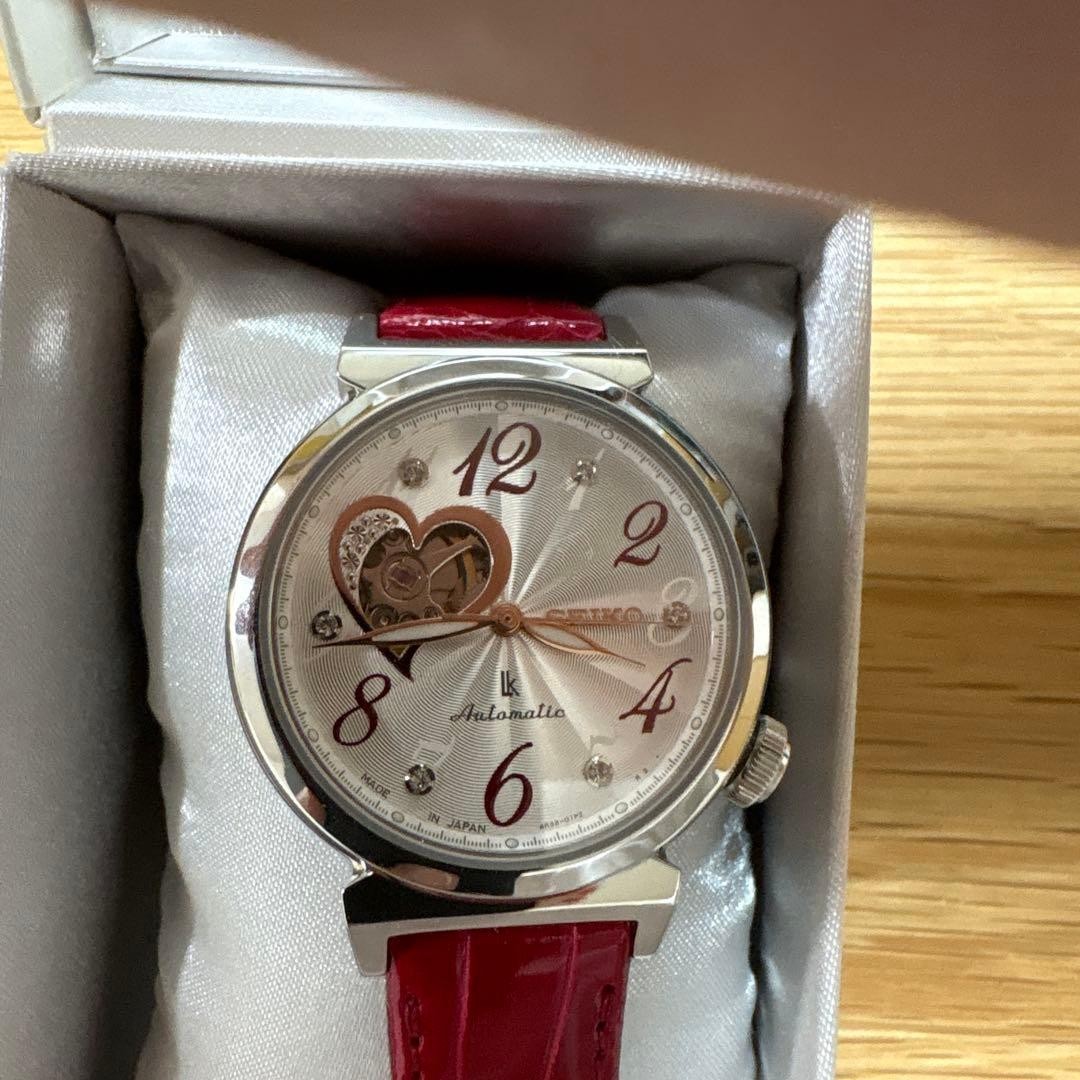 SEIKO Lukia SSVM023 Automatic Watch with Open Heart Pattern Lather Red Working