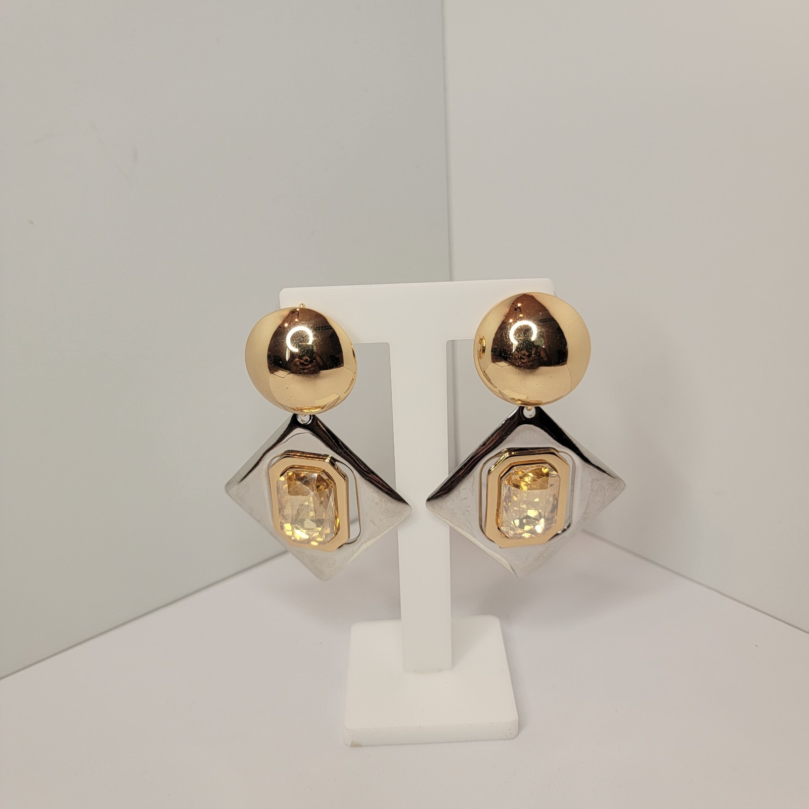 Elegant Bold Geometric Statement Earrings Golden Dangle Statement Piece