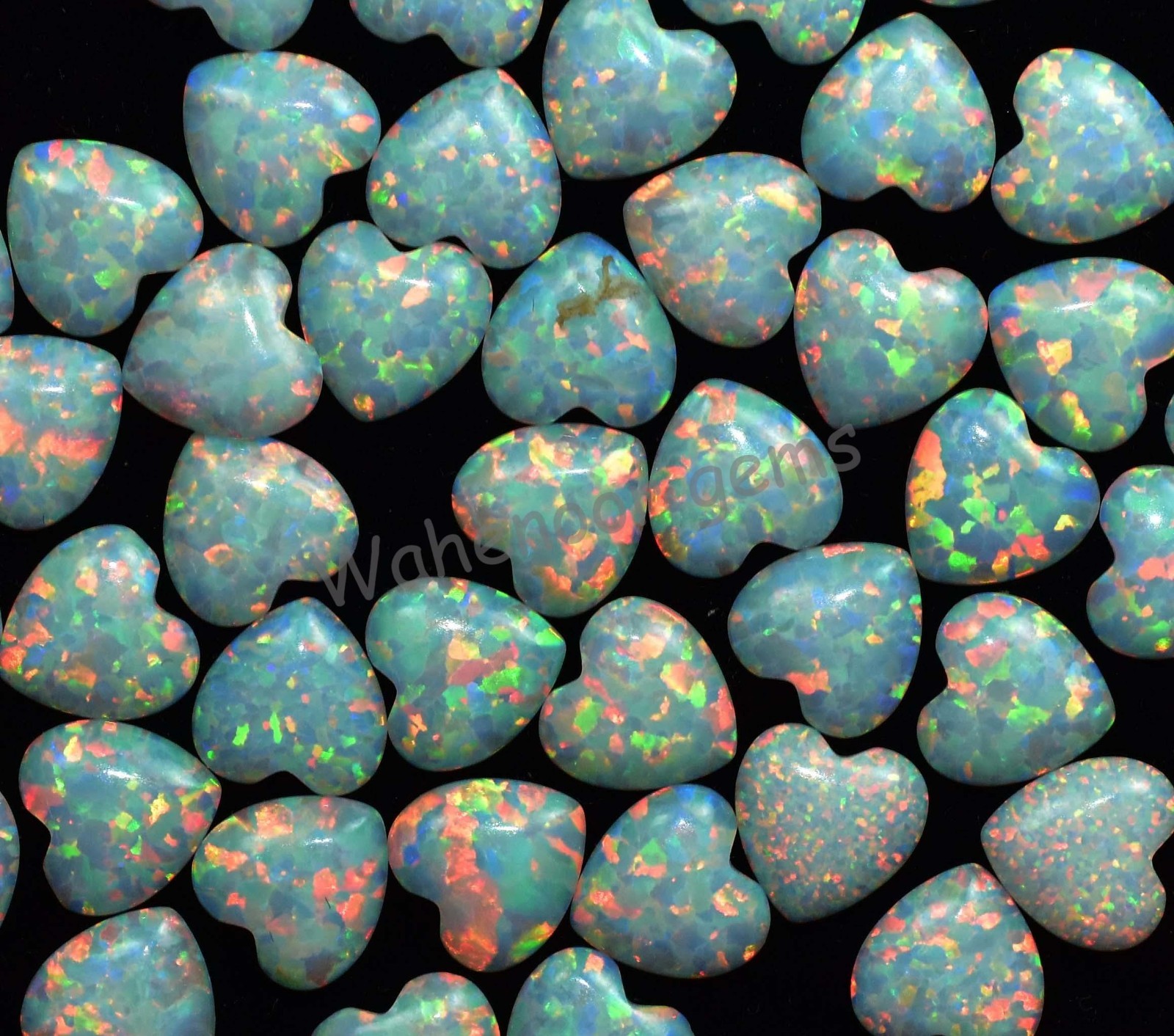 50 Pcs Natural White Fire Opal Heart Play Of Color 6.00 MM Certified Gemstone