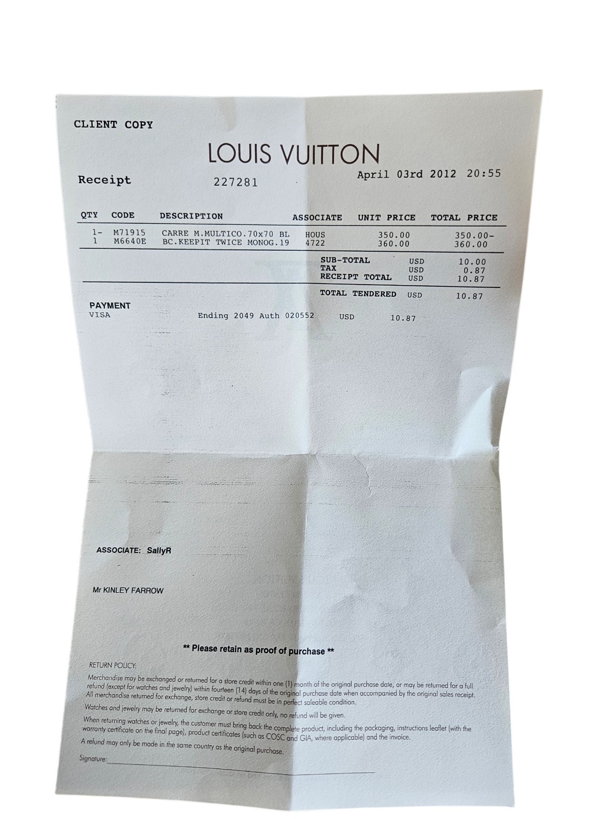 Louis Vuitton Keep It Twice Monogram Bracelet (Model M6640E)