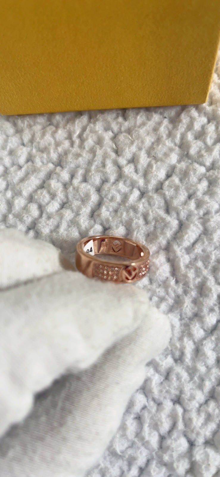 Fendi F Is Fendi Ring Crystal in Rose Size Medium/ M