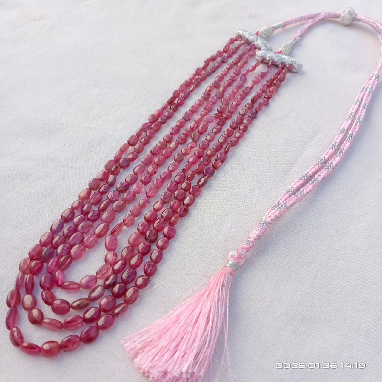 188 Cts. Natural Pink Tourmaline Fine Smooth Beads Necklace Size=16″ Approx.