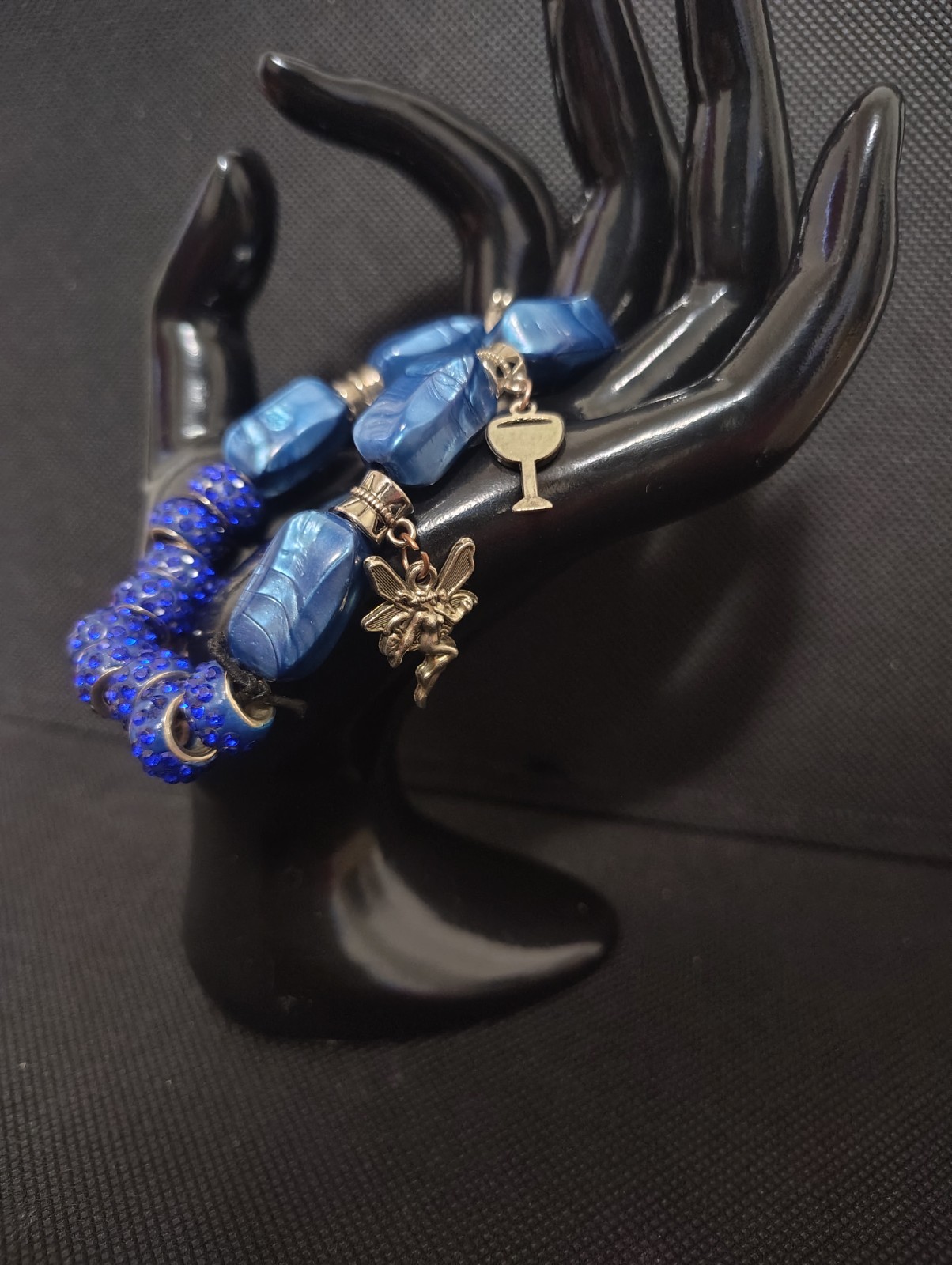 Blue Beaded Charm Bracelet