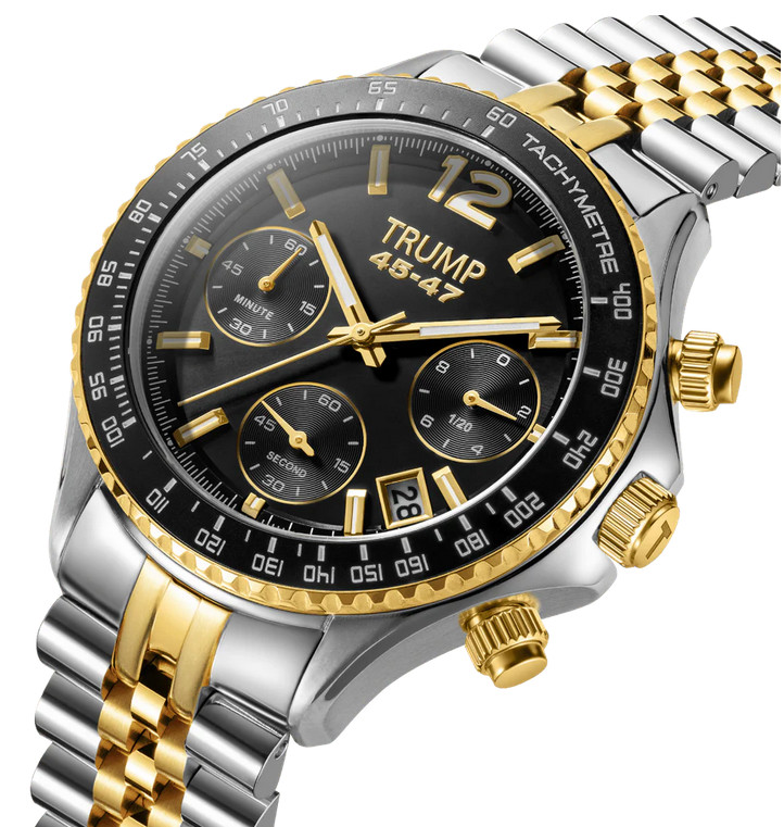 DONALD TRUMP 45 47 FIGHT CHRONOGRAPH Watch GOLD SILVER BLACK # /2000 FATHERS DAY