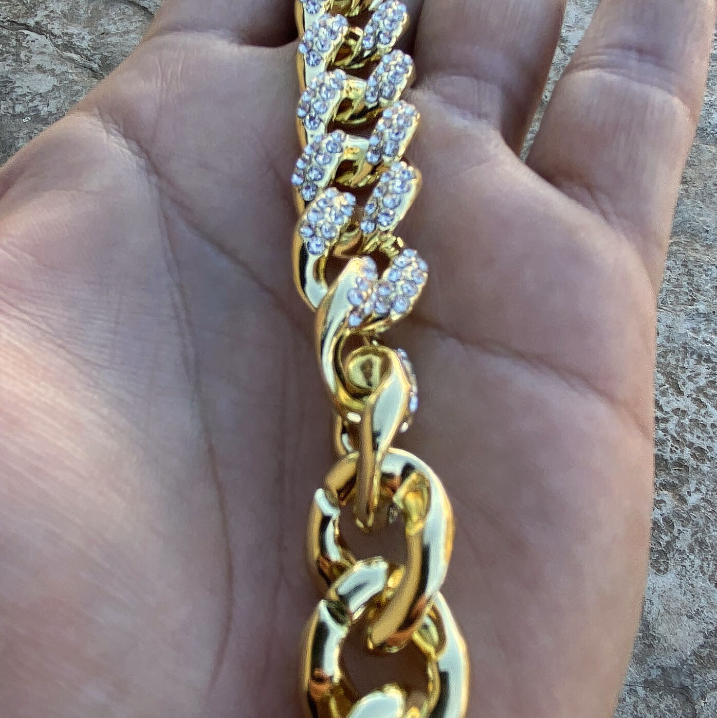 Mens 14K Gold Plated Puffed Cuban Link Iced CZ Chain Flooded Out 18″ 24″ 30″ in
