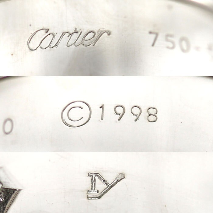Cartier K18WG White Gold Love Ring Half Diamond US 6-6.25 #53 8.7g 801057