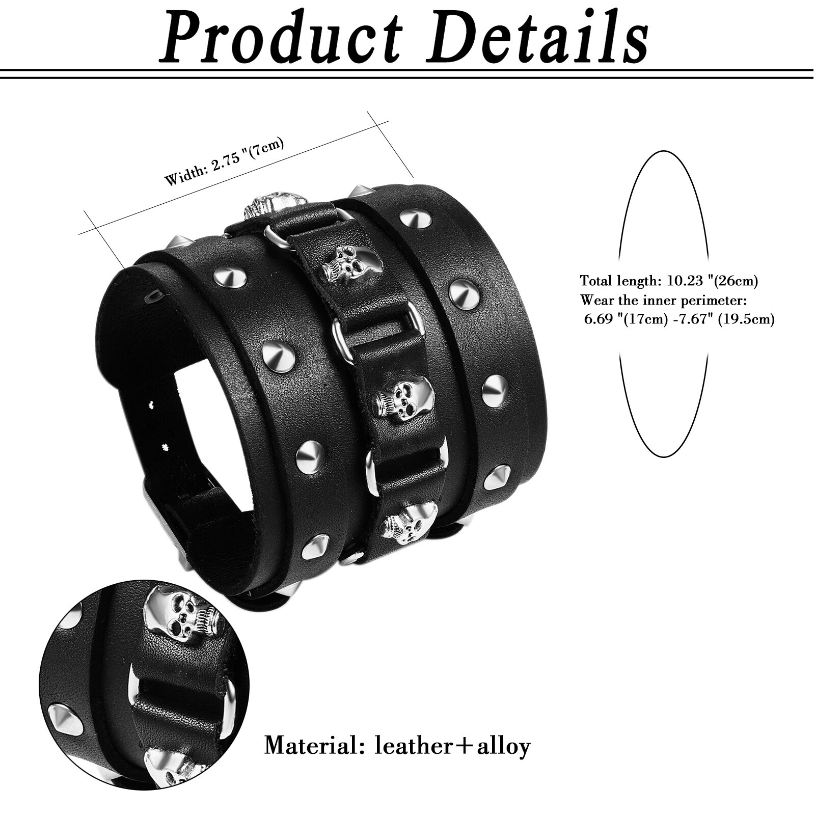 Mens Punk Wide Braided PU Leather Bangle Wrap Bracelet Adjustable Cuff Wristband