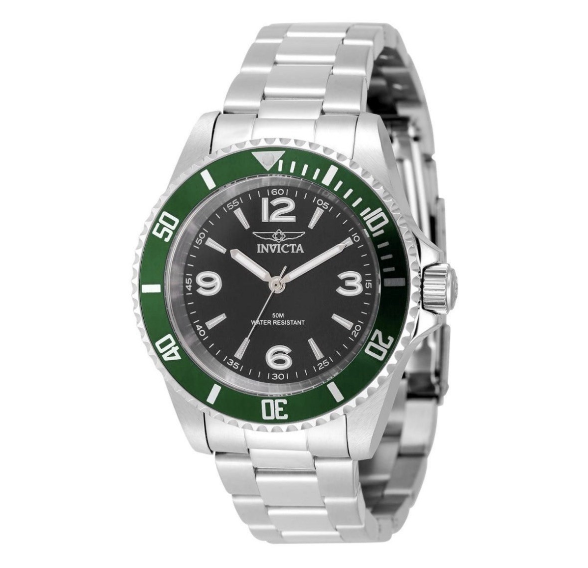 Invicta Specialty Rowan Watch 40mm, Steel, Black Dial, Green Bezel (49338)