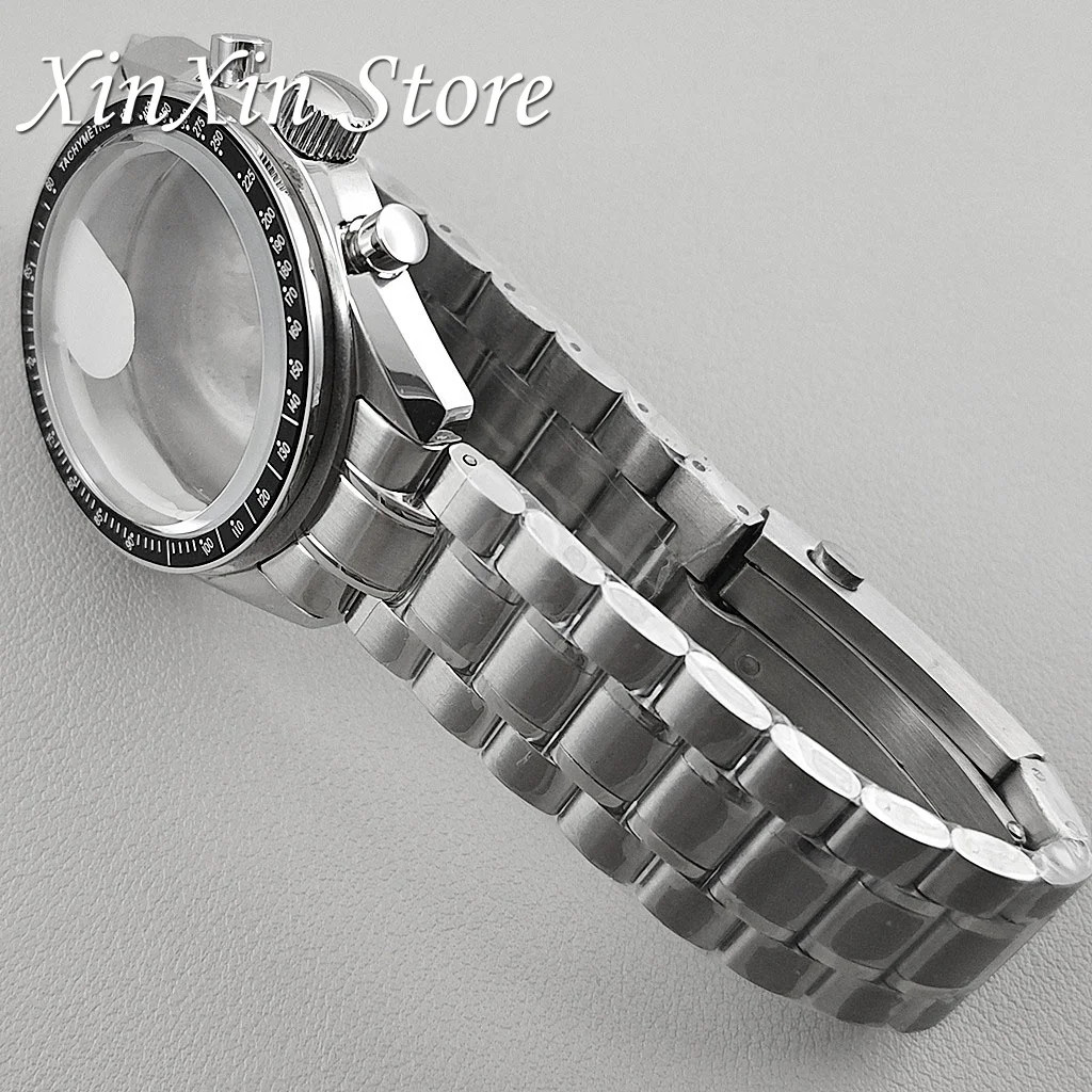 39.7mm MEN’s WATCH Case MOON Pattern Back CHRONOGRAPH For VK63A VK63 VK64 QUARTZ