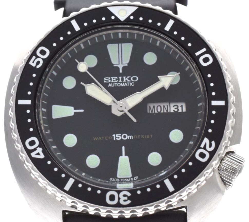 SEIKO Turtle 6309-7040 Automatic Vintage Diver Watch 150m Day Date Black 44mm