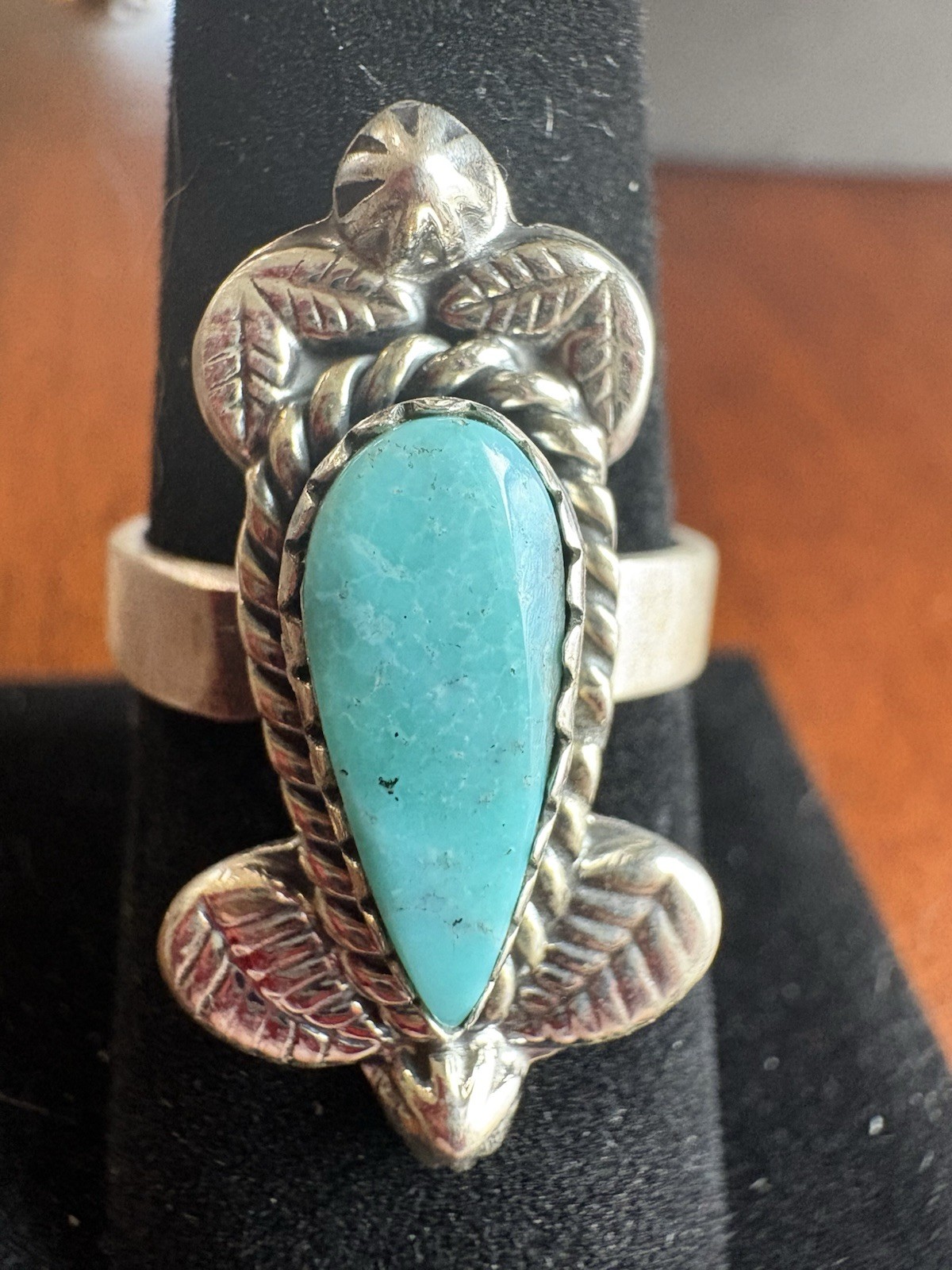 Stunning White Water Turquoise Ring Size 7-9 Adjustable- 925 Sterling Silver