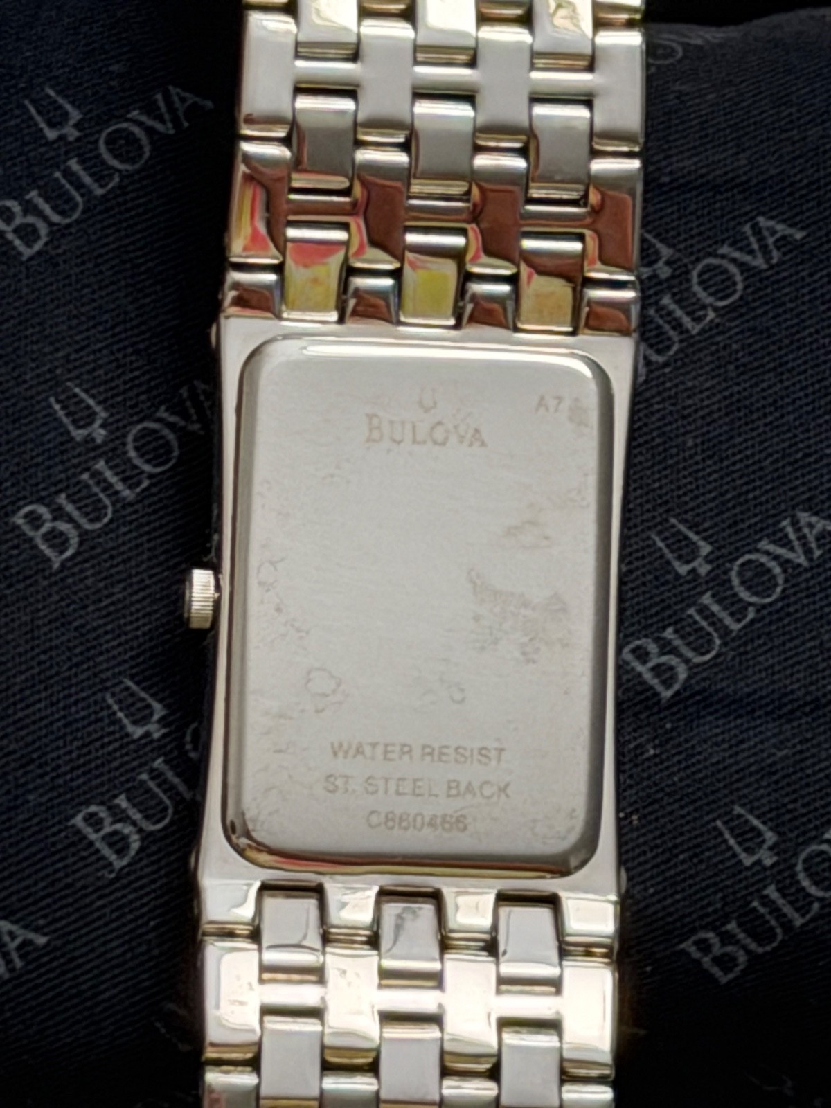 Bulova Men 96D12 Dress Diamond Silver Tone Rectangular Quartz Watch 6 1/4″