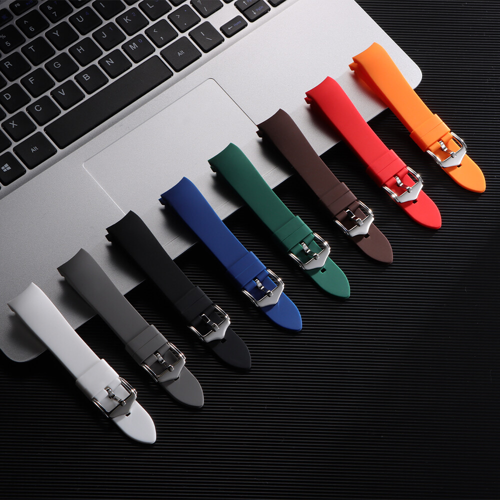 Curved End Watch Band Soft Silicone Rubber Strap Universal 18/19/20/21/22/24mm