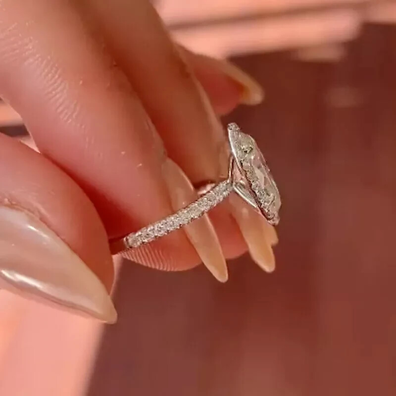 3 Ct Oval Cut Lab Created Diamond Halo Engagement Ring 14K White Gold Plated