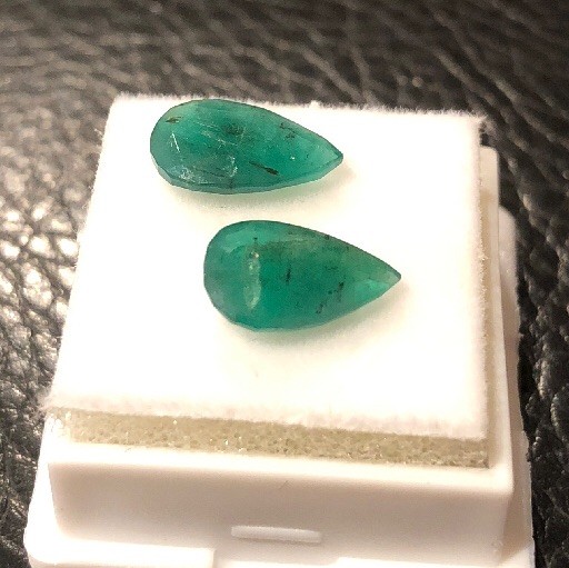 2.50CT NATURAL EMERALD LOOSE GEMS-TRANSLUCENT PEAR ~ 11×6.5x3mm-HIGH GRADE- 2pcs