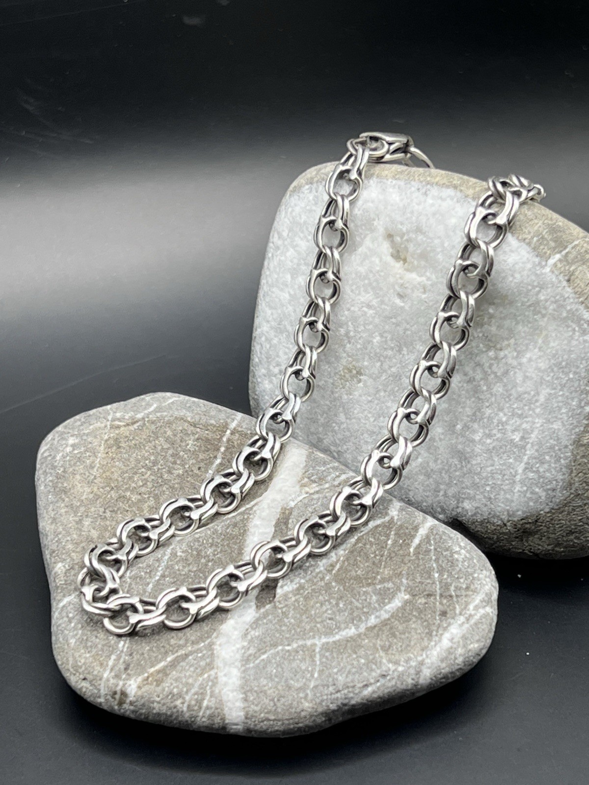 Vintage Elegant 925 Silver Rolo Chain Bracelet 9 In