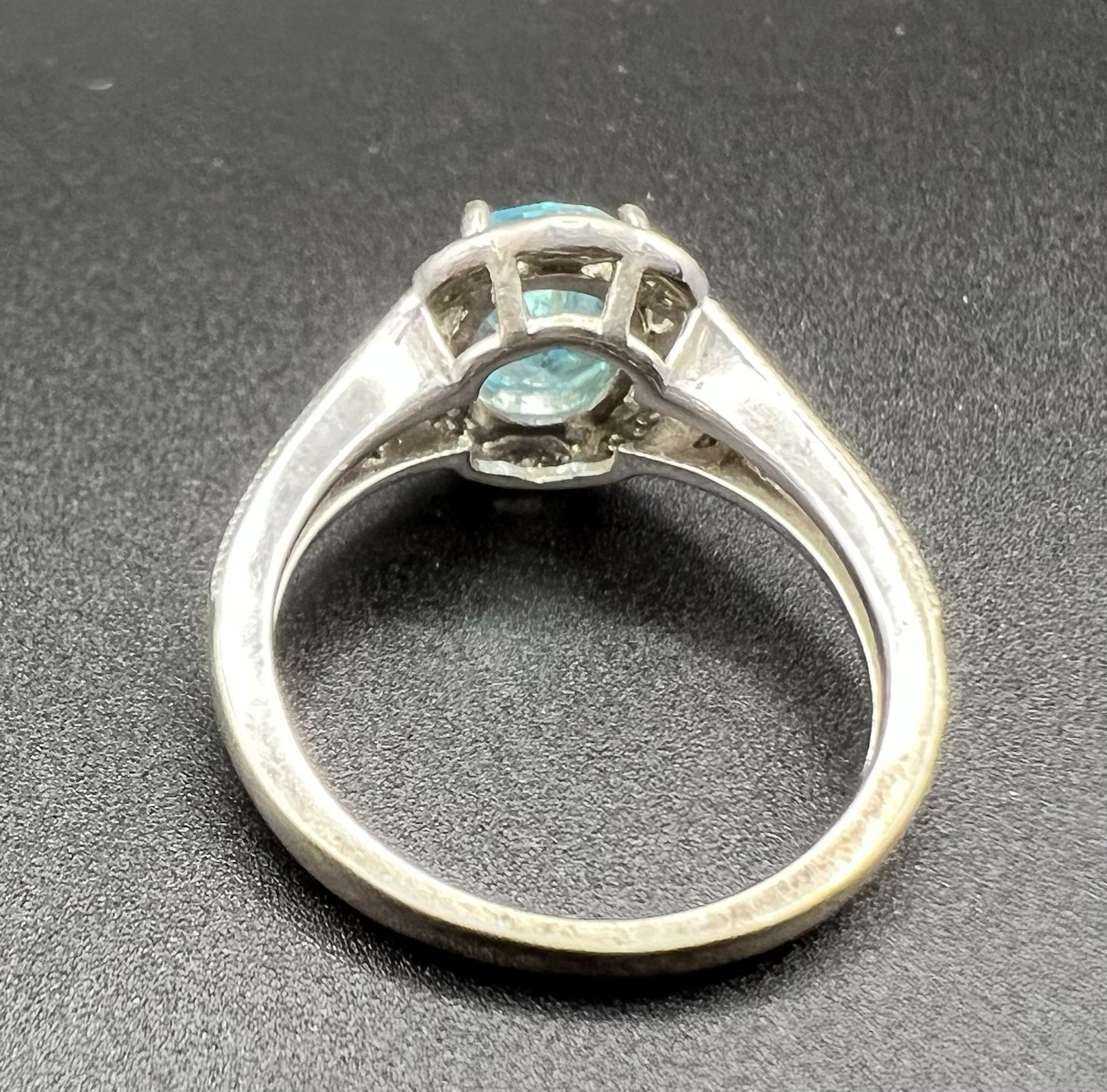 JCL Blue & White/colorless CZ Sterling Silver 925 Ring, Size 6.75