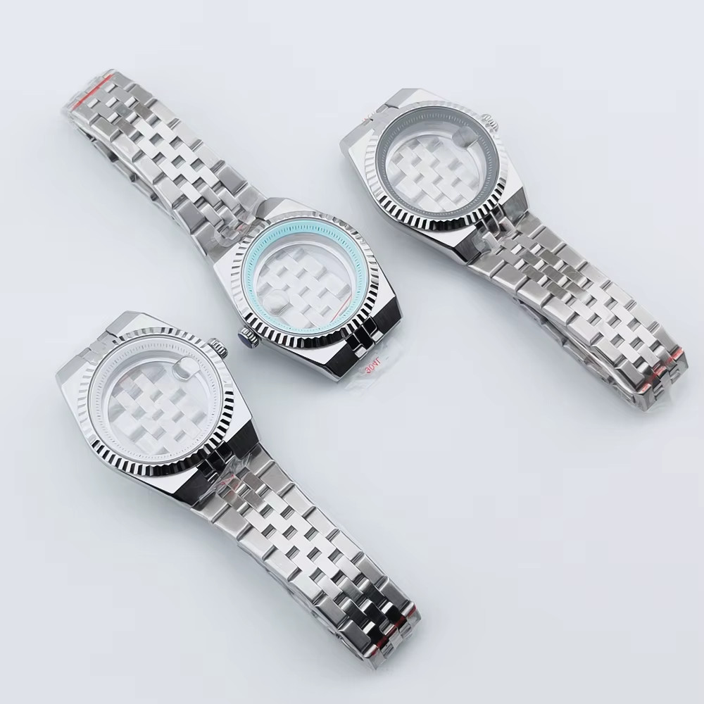 40Mm Silver Watch Case Sterile Sapphire Glass Fit NH34 NH35 NH36 NH38 NH72 ETA 2