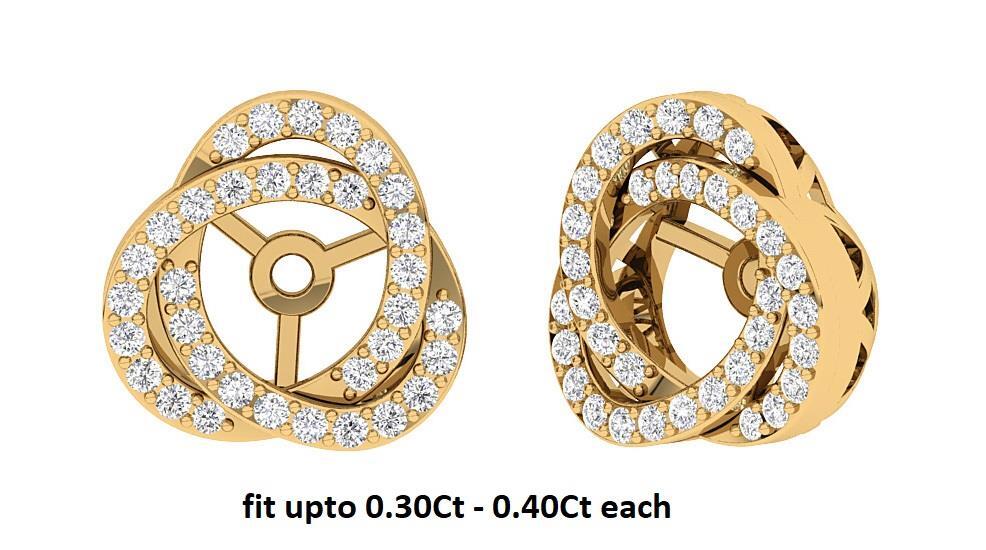 Removable Jacket Earrings I1 G 0.60 Carat Round Diamond 14K Solid Gold 12.70 MM