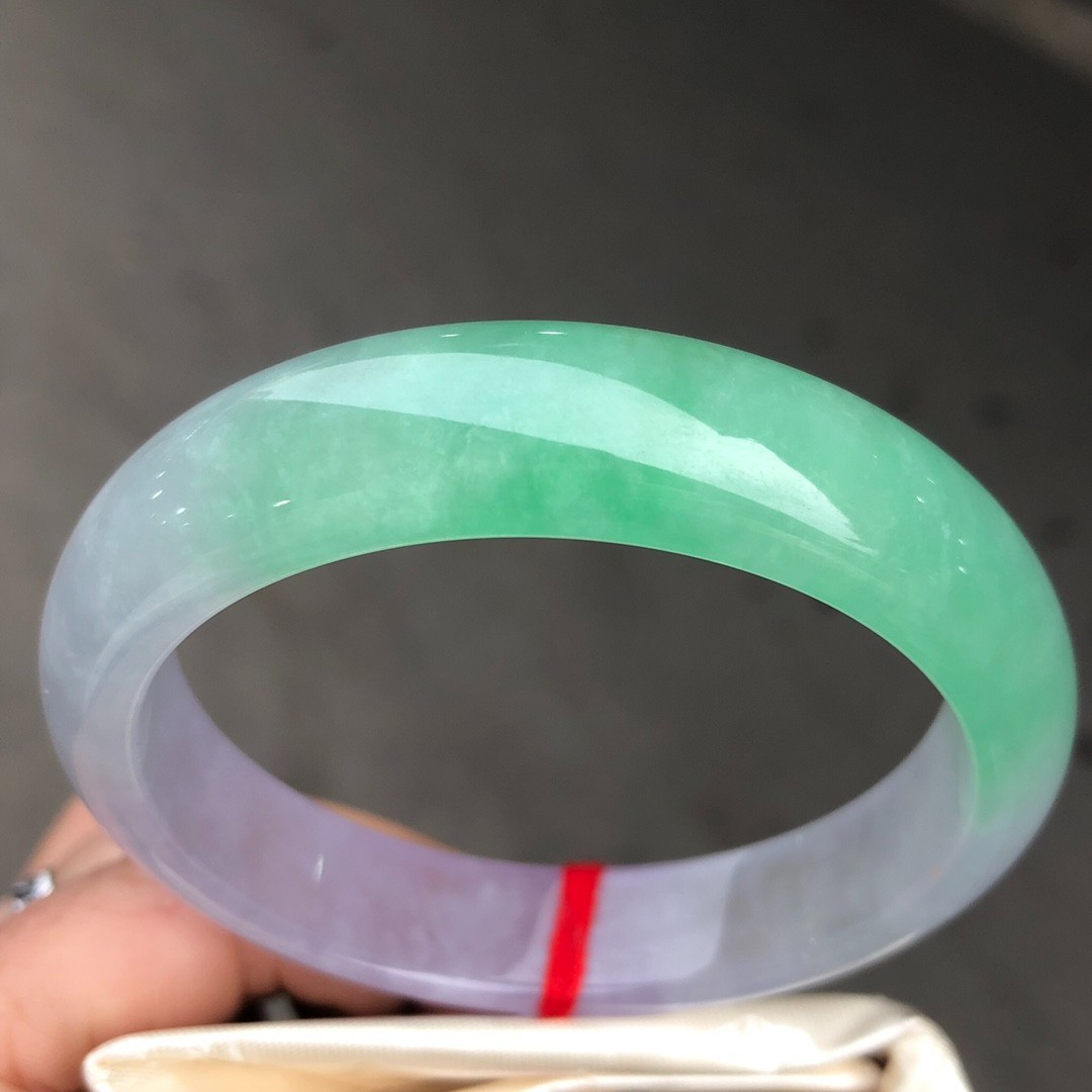 Natural ice Green &Purple Burmese Jade Jadeite bracelets bangle 57mm