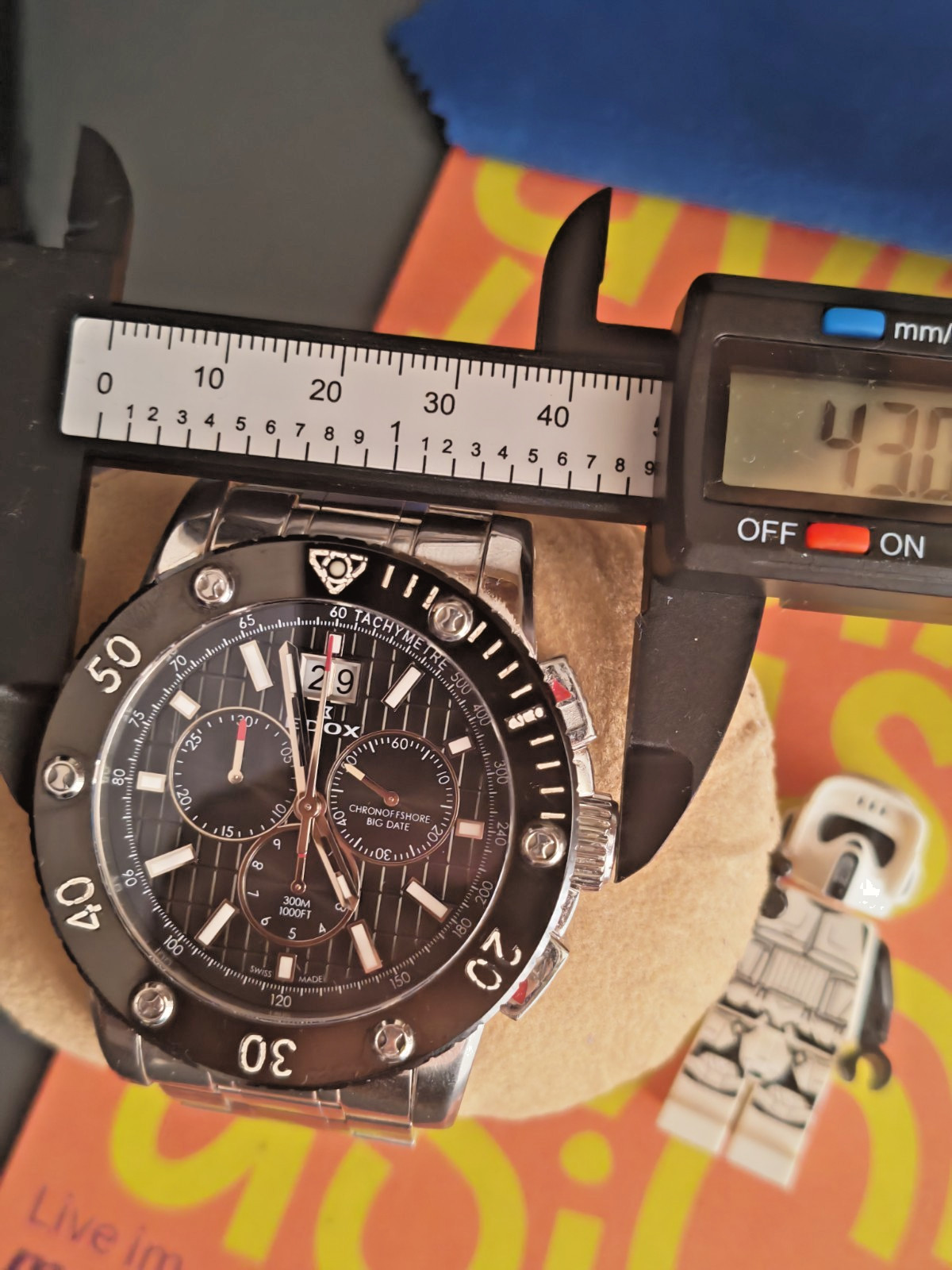 Rare Edox Chronoffshore Big Date Chronograph Swiss Quartz 300m Watch – RUNNING