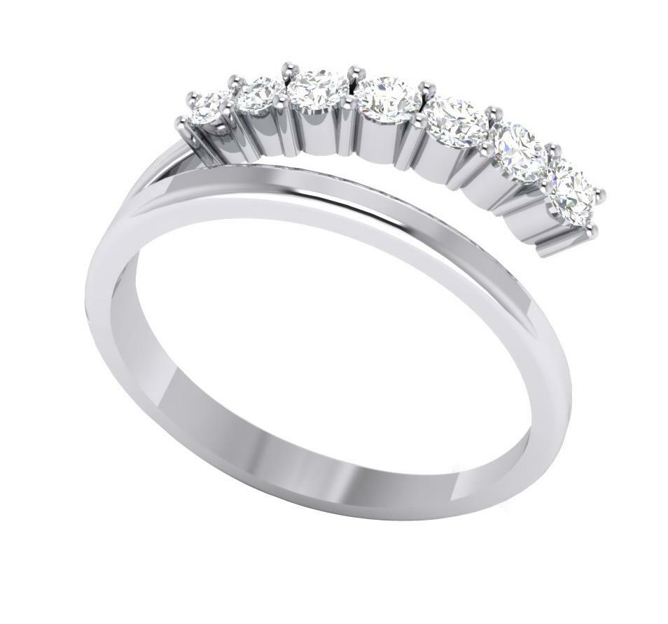 Wedding Ring VS1 F Natural 0.35 Ct Round Diamond Prong Set 14K White Gold 6.40mm