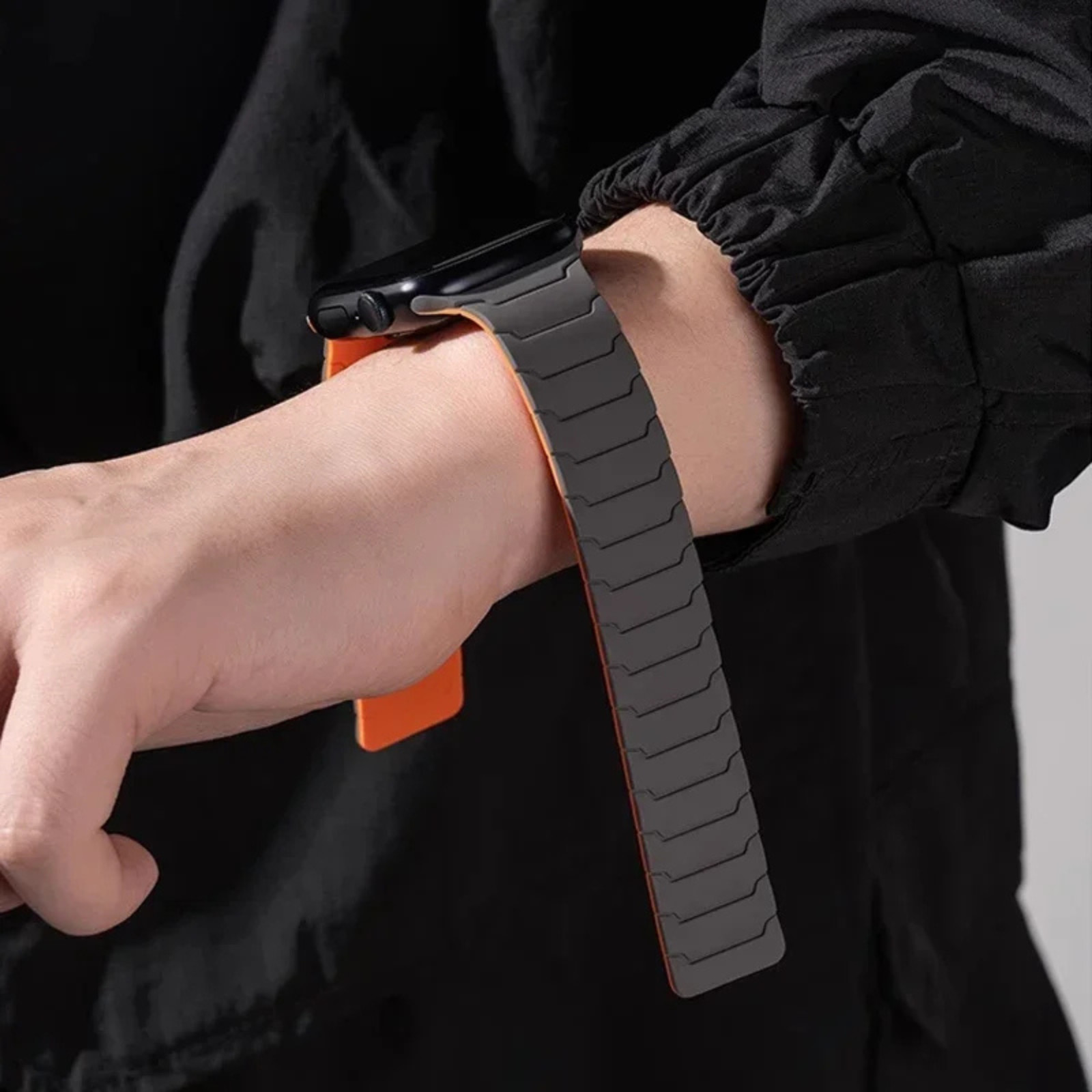Magnetic Silicone Strap for Apple Watch Ultra 49mm 45/44mm Sport Band Secure