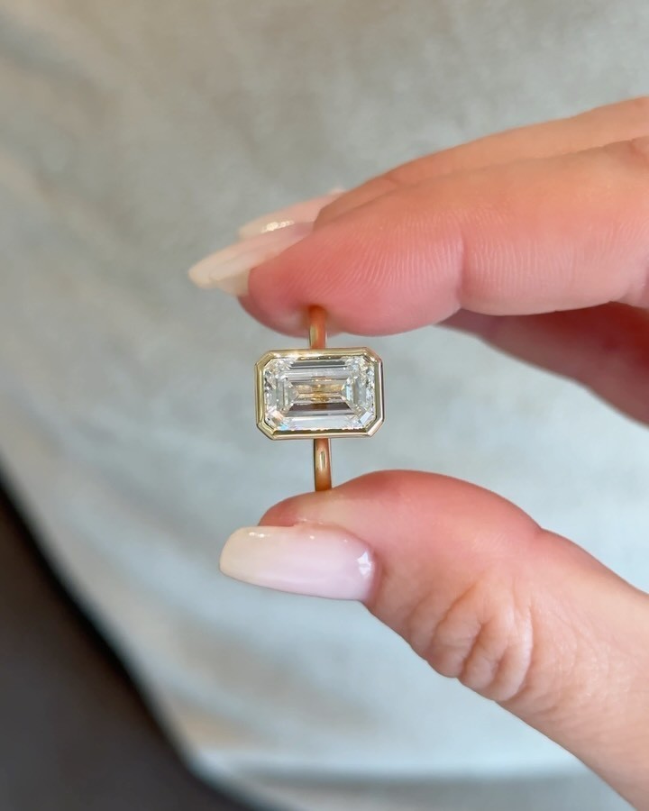 3.75 Ct Timeless Elegance Emerald Cut Lab Grown Diamond Ring 18K Yellow Gold