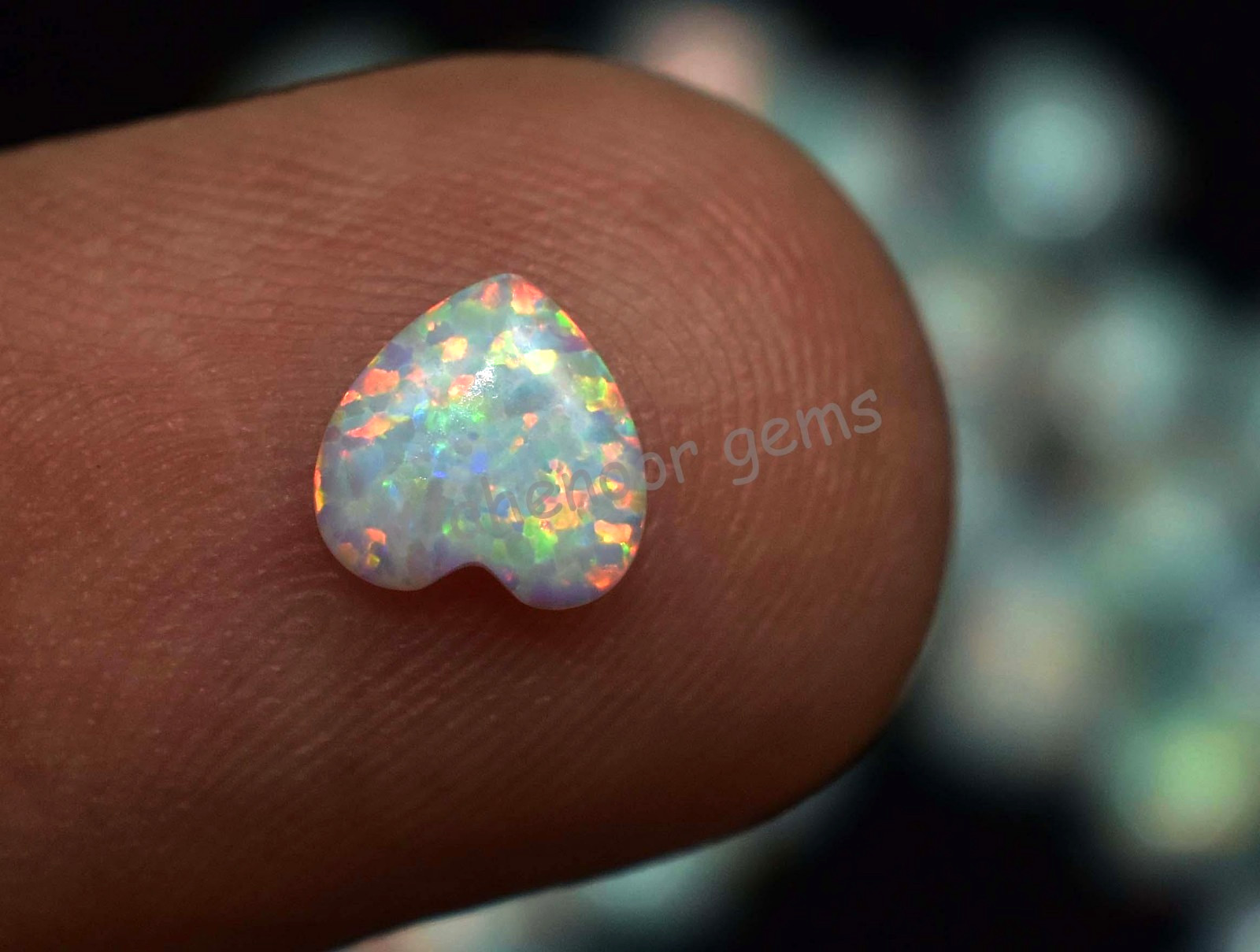 50 Pcs Natural White Fire Opal Heart Play Of Color 6.00 MM Certified Gemstone