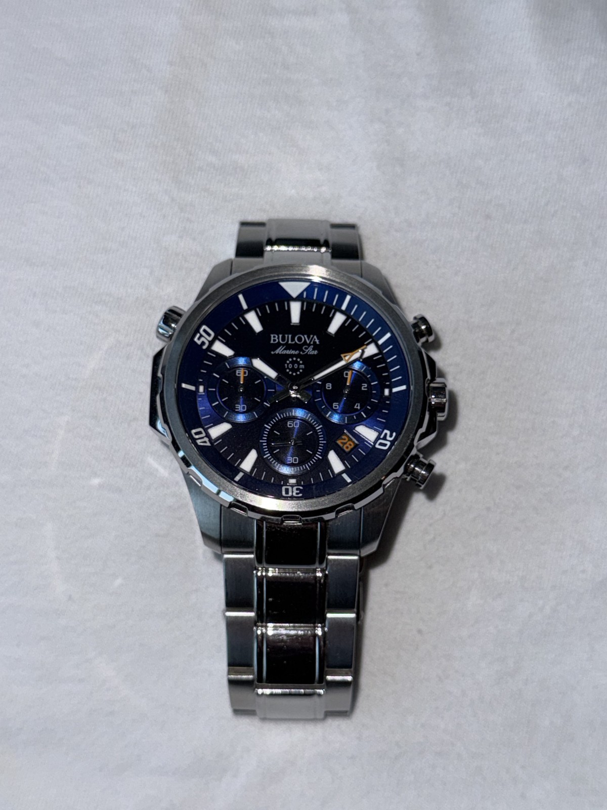 Bulova Marine Star Wristwatch for Men 43mm Case Stainless Steel, Stainless Steel