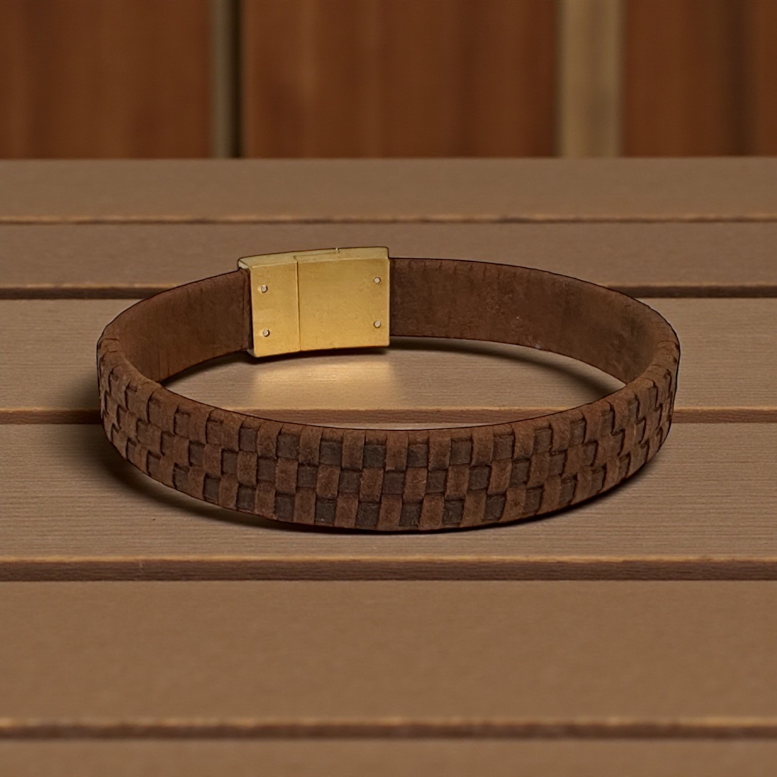Men’s Genuine Leather Bracelet Braided 21cm with Magnetic Clasp – Black or Brown