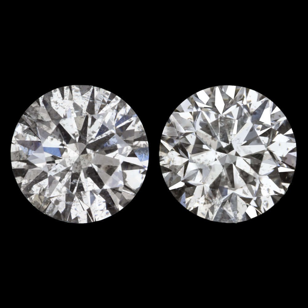 2 CARAT VERY GOOD CUT DIAMOND STUD EARRINGS ROUND BRILLIANT CUT MATCHING PAIR