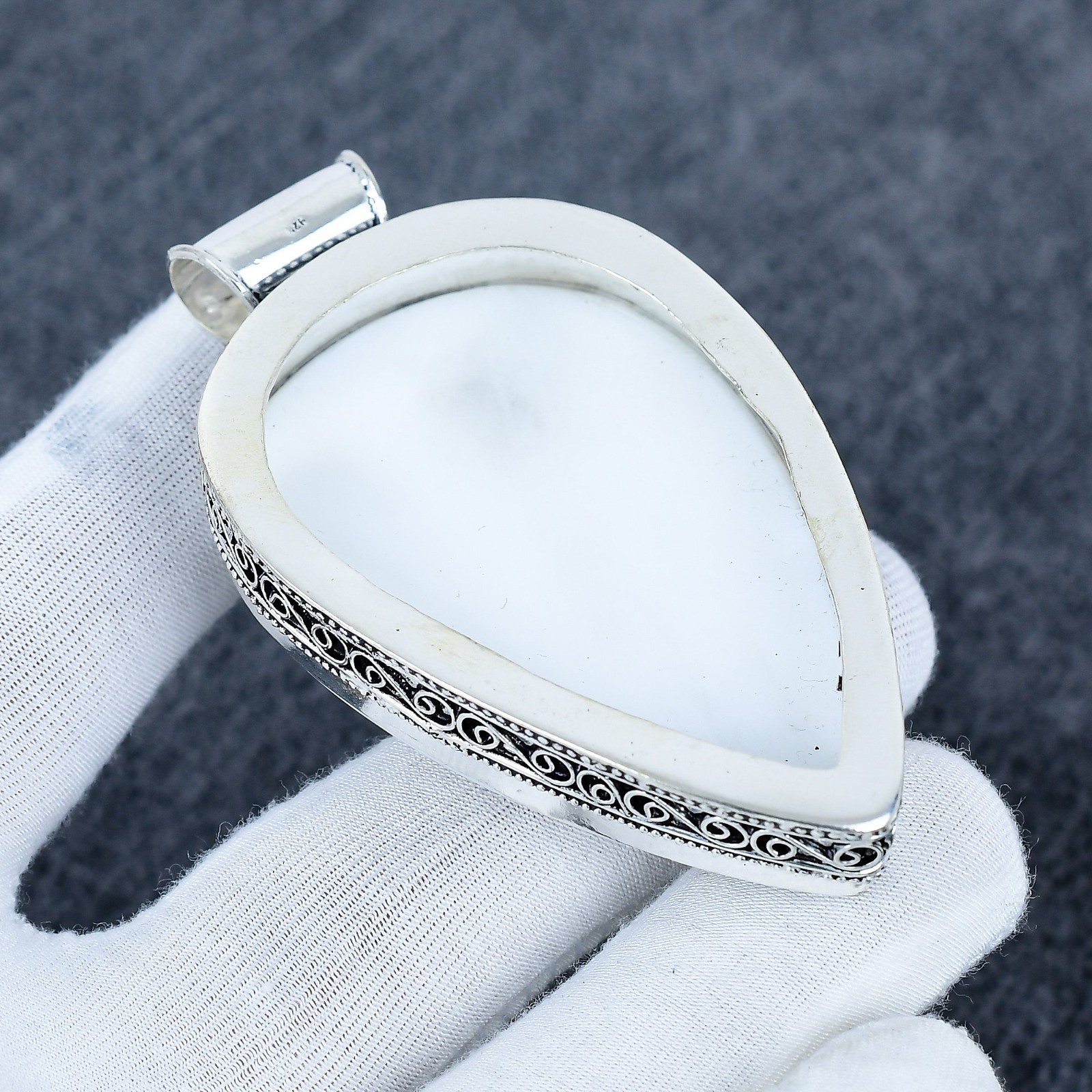 White Coral, Big Size Gemstone Handmade 925 Sterling Silver Jewelry Big Size