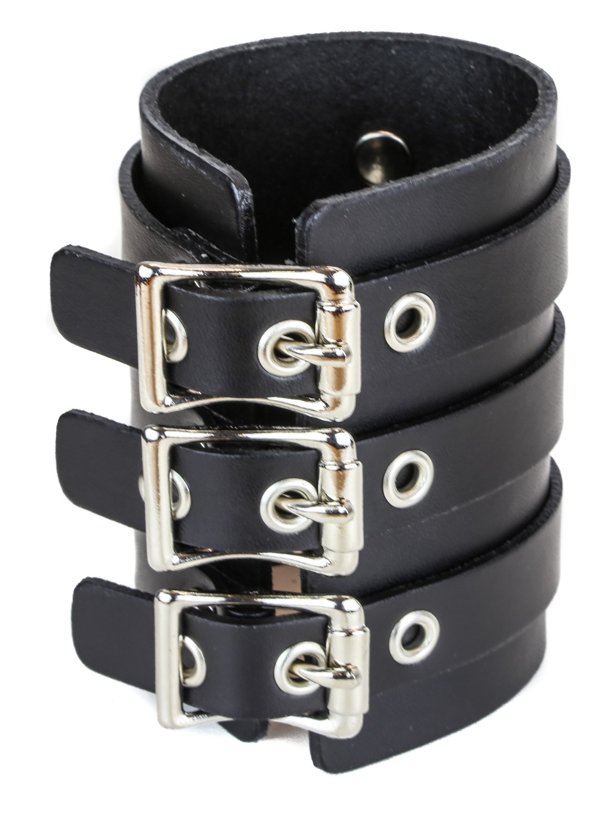D Ring Bondage Wide Buckle Leather Bracelet 80 Punk Goth Thrashmetal Deathrock