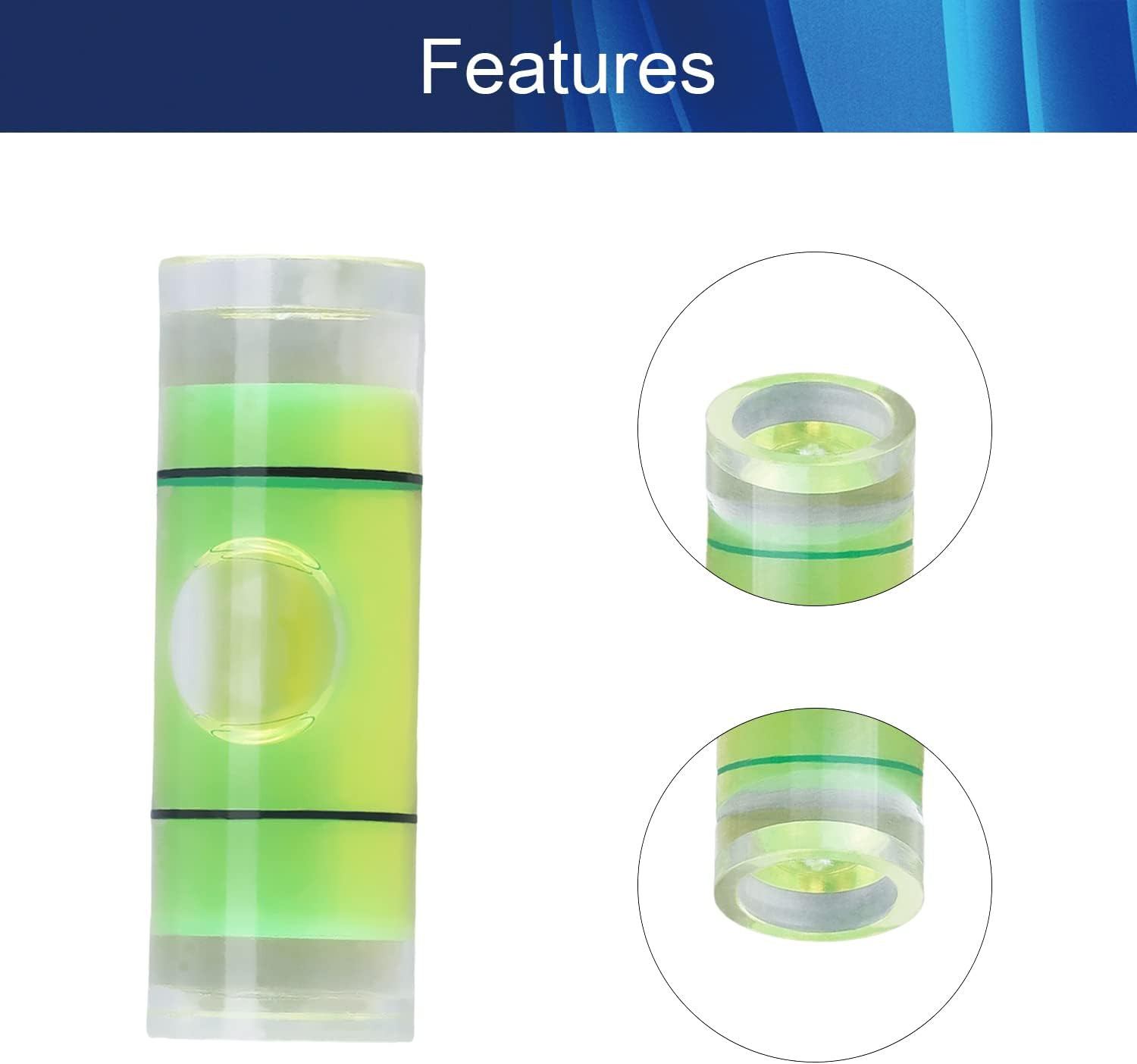 Small Cylindrical Bubble Spirit Level Vials 8×23Mm/0.3×0.9 Inch PMMA Frame Mural