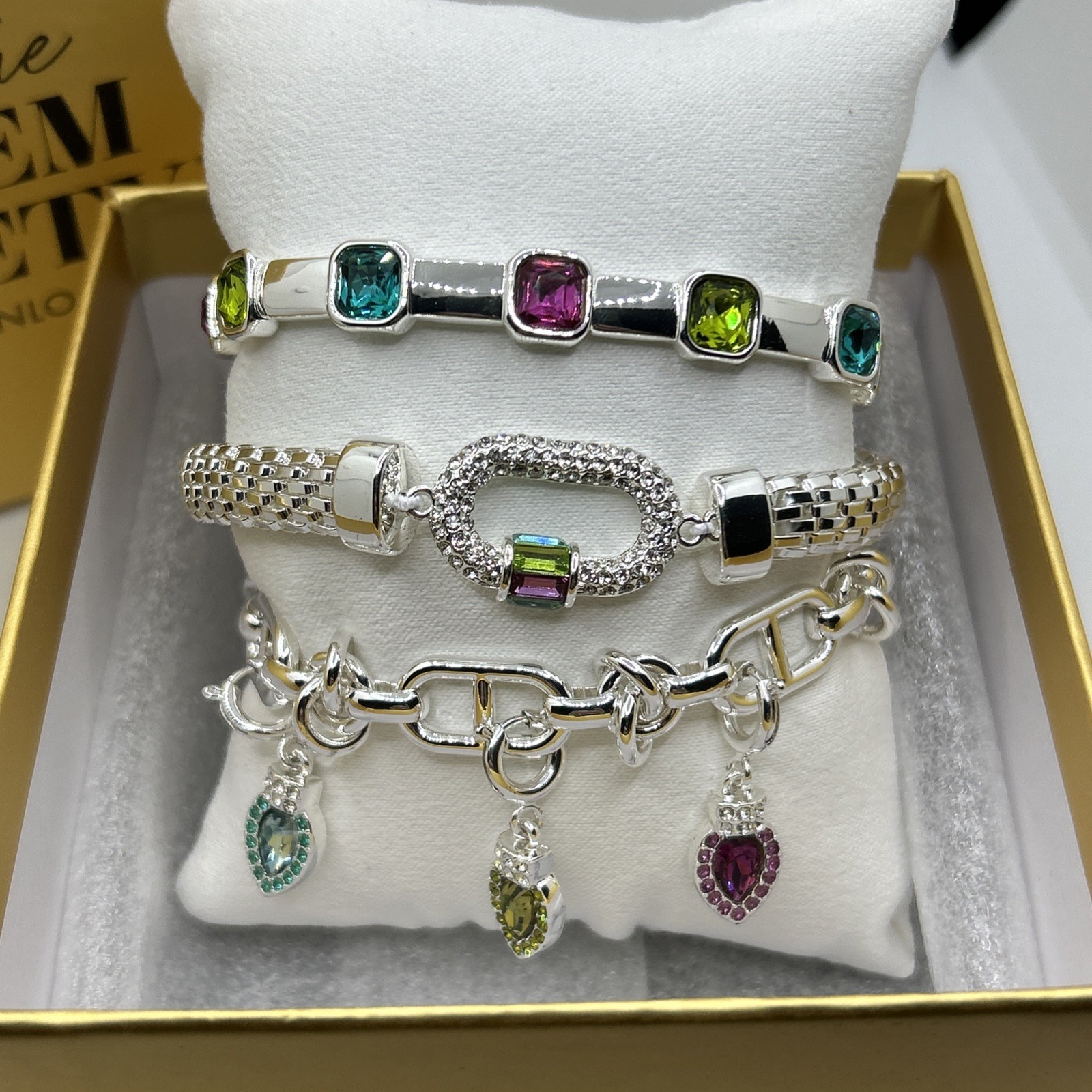 Bomb Party Gem Society Jingle Gem Glow Silver Plating ST60094 Bracelet Stack