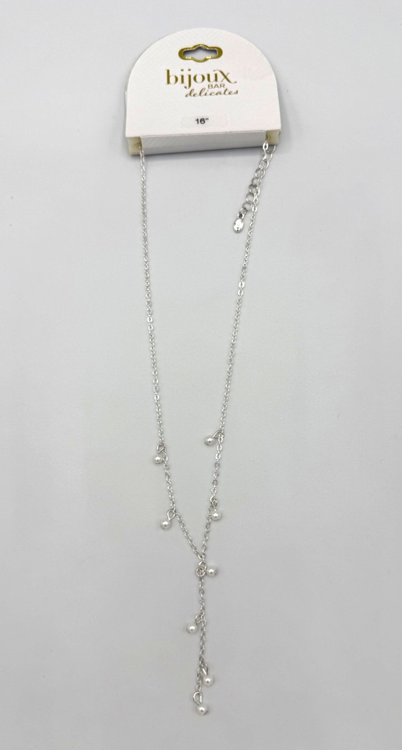 NEW JCPenney bijoux bar delicate drop chain silver necklace 16″ chain MSRP: $18