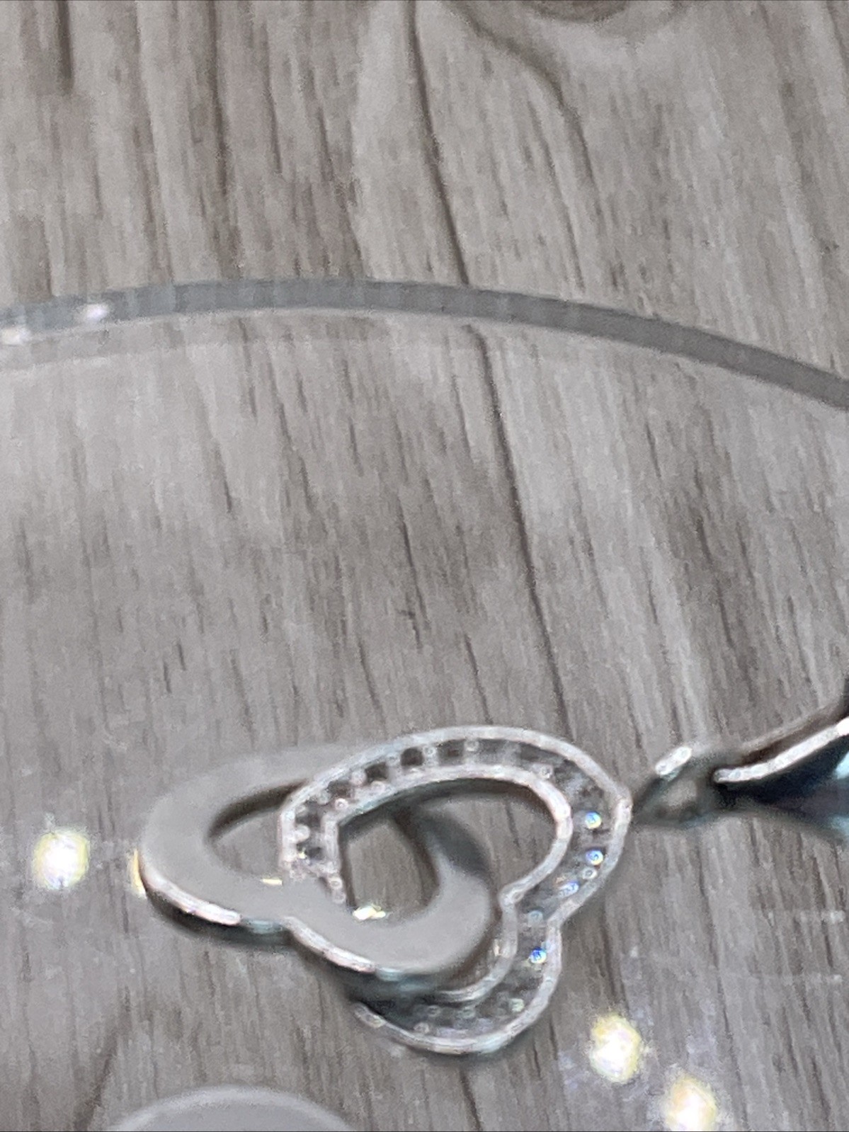Thomas Sabo charm: Double Heart & Diamante, hallmarked TS 925. Sterling Silver